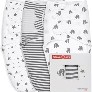 Gray and White Baby Swaddle Blanket Sleep Sack Set of 3 NWOT